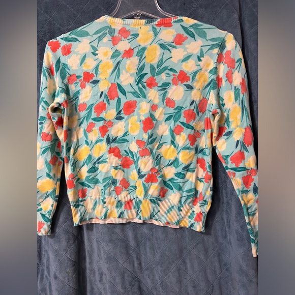 Women's L.L. Bean Button Down Floral Knit Sweater Size Medium - Picture 5 of 6